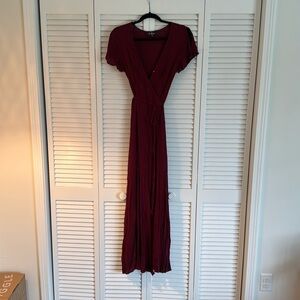 Lulus Heart of Marigold Burgundy Wrap Maxi Dress